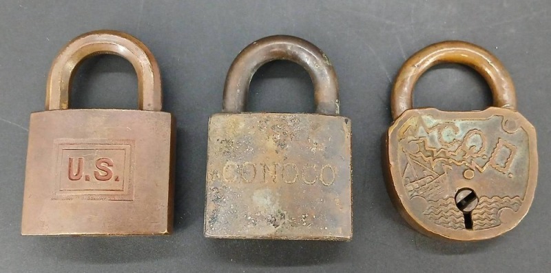 (3) Vintage Brass Padlocks
