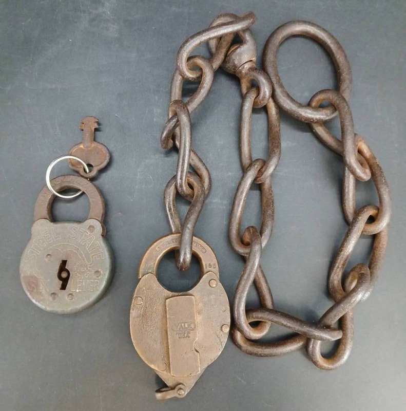 (2) Vintage Padlocks With Chains