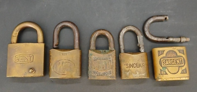 (5) Vintage Brass Padlocks