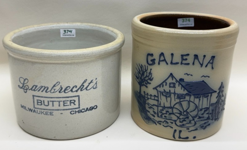 Stoneware Crocks: Galena & Lambrecht's Butter