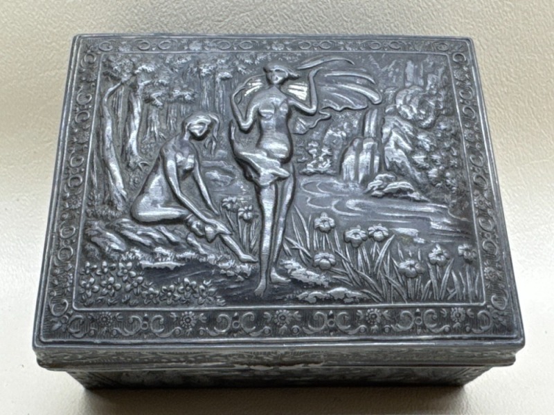 Embossed Metal Jewelry Trinket Box