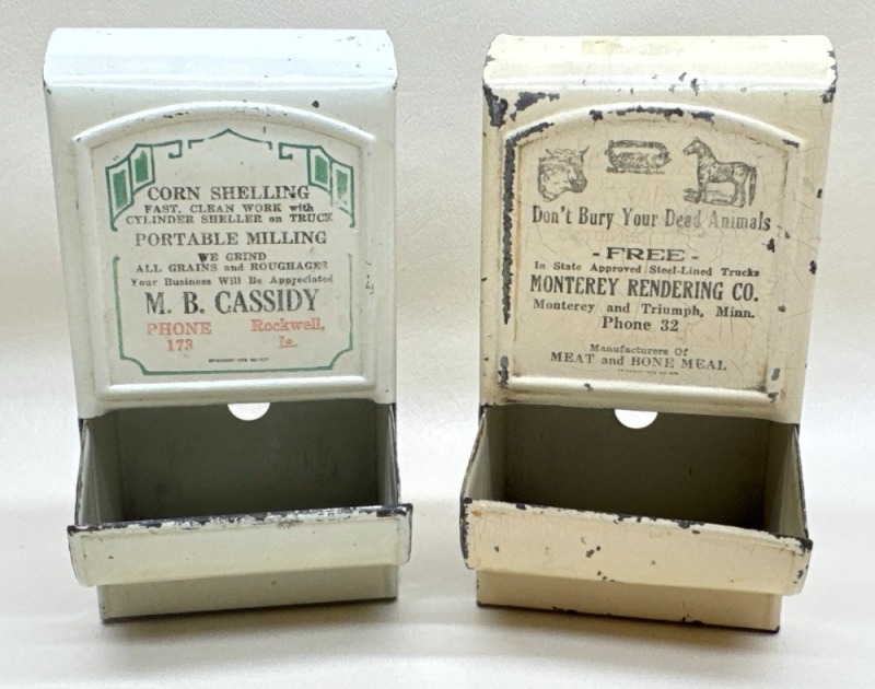 (2) Metal Wall-Mount Advertising Match Holder