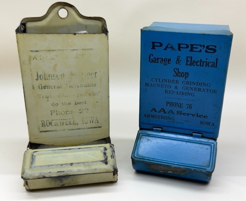 (2) Iowa Advertising Wall-Mount Match Holders