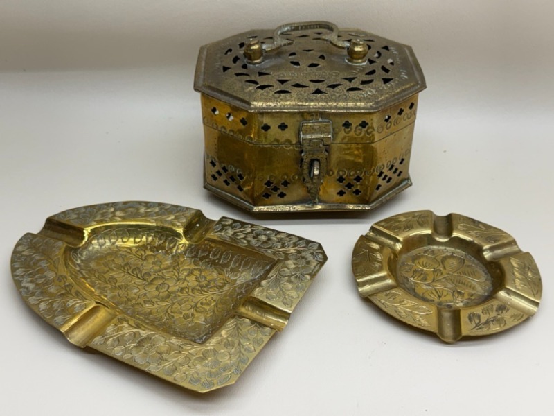 (3) Mrkd. India Brass Pieces