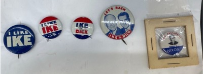 1950s Eisenhower and Nixon Campaign Pins Set