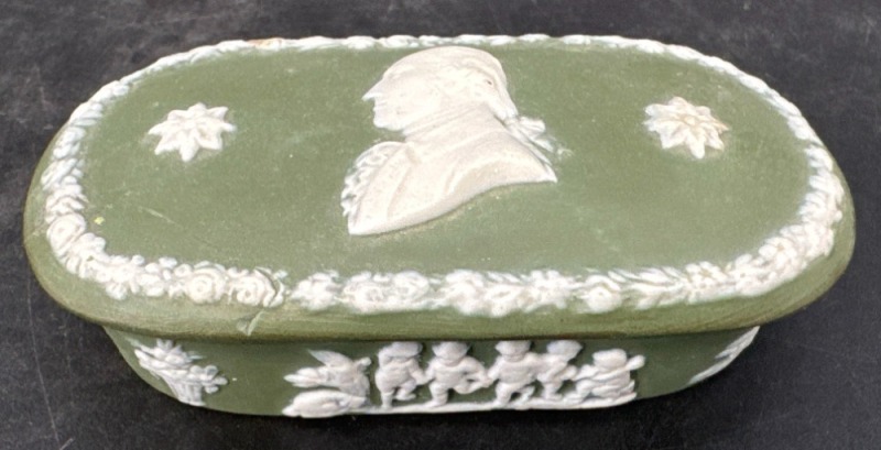 Wedgwood Style Green Jasperware Trinket Box