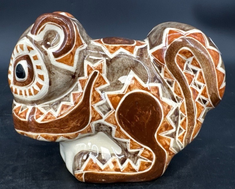 Handmade Painted Pottery Squirrel Figurine