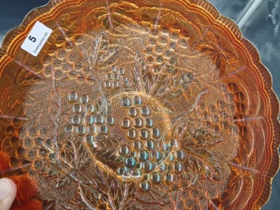 Imperial Carnival Glass Grapes Plate - 4