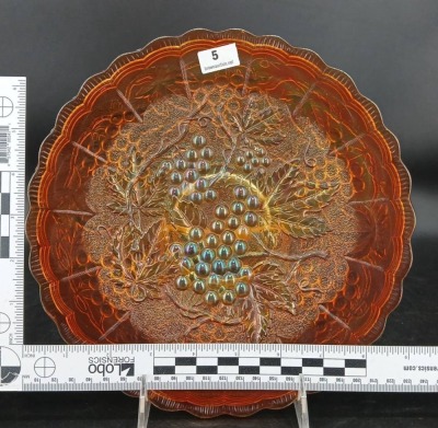 Imperial Carnival Glass Grapes Plate - 5