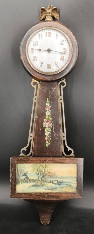 Gilbert Banjo Wall Clock, Painted Decoration