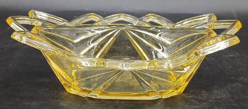EAPG Pyramid Yellow Oval Bowl