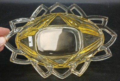 EAPG Pyramid Yellow Oval Bowl - 2