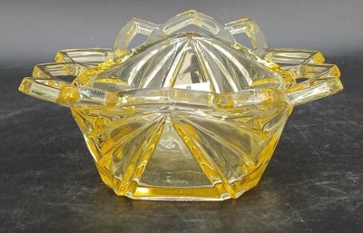 EAPG Pyramid Yellow Oval Bowl - 3