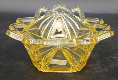 EAPG Pyramid Yellow Oval Bowl - 5