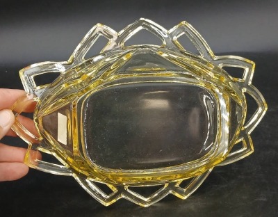 EAPG Pyramid Yellow Oval Bowl - 6