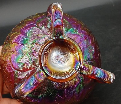 Fenton Red Carnival Glass Footed Bowl - 5