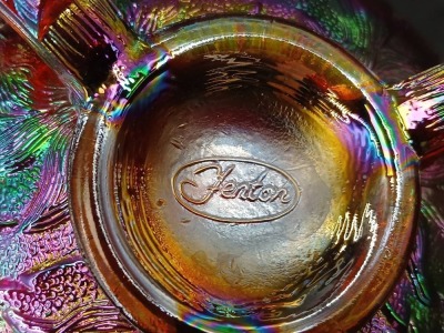 Fenton Red Carnival Glass Footed Bowl - 6