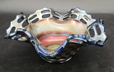 (2) Fenton Cobalt Blue Carnival Glass Bowls - 3
