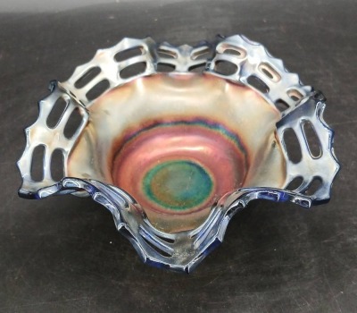 (2) Fenton Cobalt Blue Carnival Glass Bowls - 4