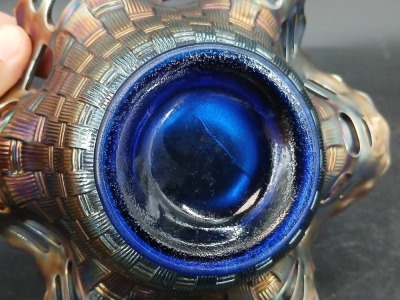 (2) Fenton Cobalt Blue Carnival Glass Bowls - 5