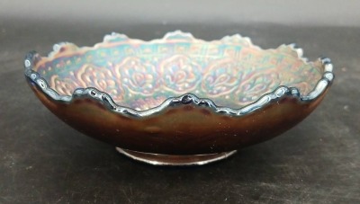 (2) Fenton Cobalt Blue Carnival Glass Bowls - 8