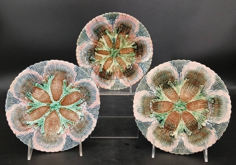 (3) Griffin, Smith & Hill Majolica Plates