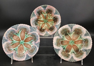 (3) Griffin, Smith & Hill Majolica Plates
