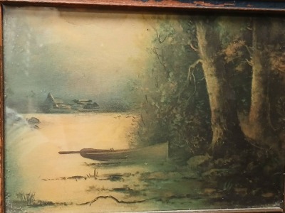 Framed Mirror with Landscape Print - 2