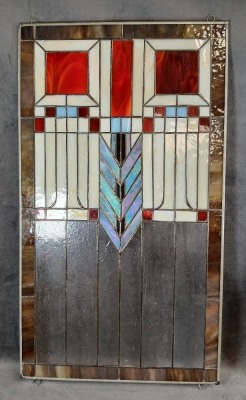 (2) Art Deco Stained Glass Window Panels - 3