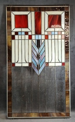(2) Art Deco Stained Glass Window Panels - 5