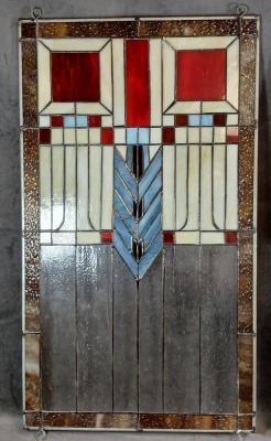(2) Art Deco Stained Glass Window Panels - 6