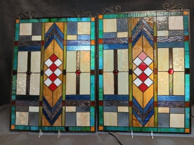 (2) Leaded Stained Glass Window Panels - 2