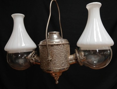 Victorian Double Arm Hanging Kerosene Lamp - 4