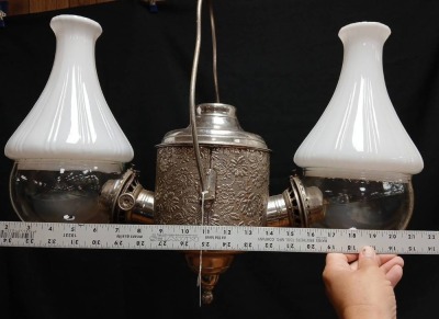 Victorian Double Arm Hanging Kerosene Lamp - 6
