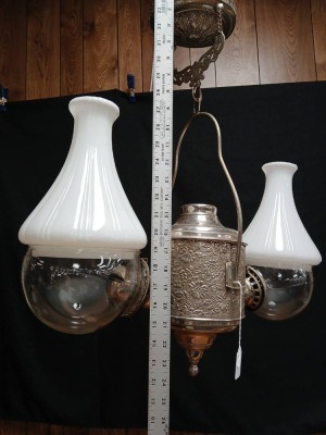 Victorian Double Arm Hanging Kerosene Lamp - 7
