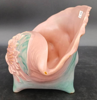 Roseville Pottery Water Lily 438-8" Conch Shell - 2