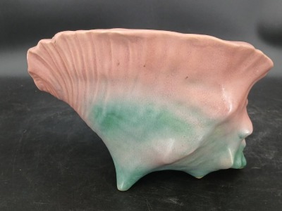 Roseville Pottery Water Lily 438-8" Conch Shell - 3