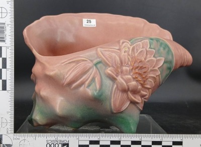 Roseville Pottery Water Lily 438-8" Conch Shell - 10