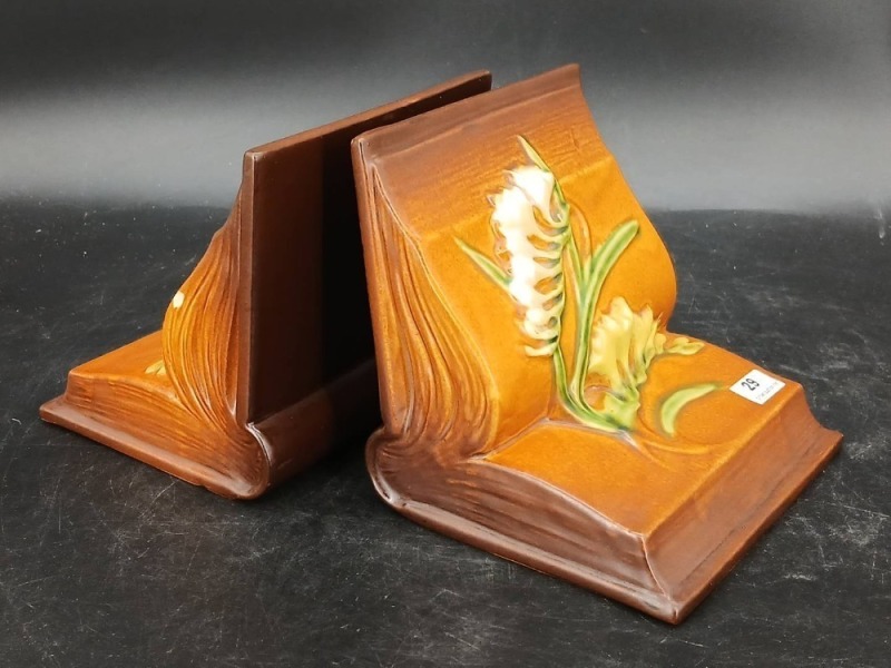 Pair of Roseville Pottery Freesia No. 15 Bookends