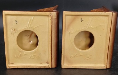Pair of Roseville Pottery Freesia No. 15 Bookends - 6