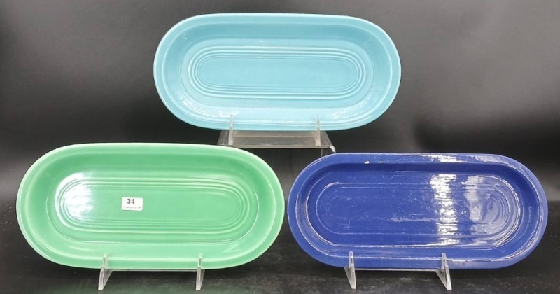 (3) Homer Laughlin Fiesta Bread Trays