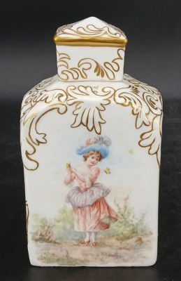 Porcelain Tea Caddy with Hand Painted Designs
