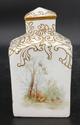 Porcelain Tea Caddy with Hand Painted Designs - 3