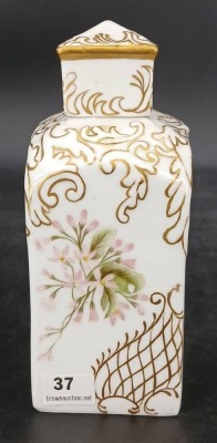 Porcelain Tea Caddy with Hand Painted Designs - 4