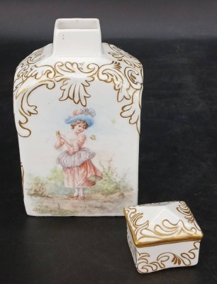 Porcelain Tea Caddy with Hand Painted Designs - 5