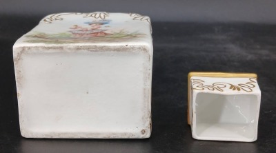 Porcelain Tea Caddy with Hand Painted Designs - 6