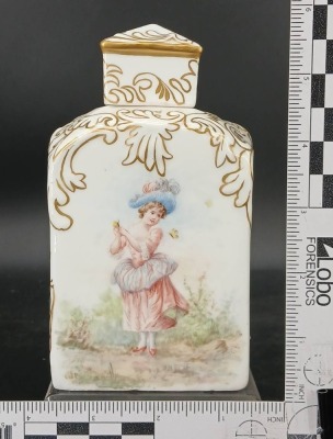 Porcelain Tea Caddy with Hand Painted Designs - 7