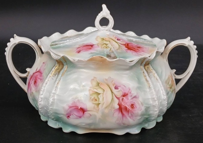 RS Prussia Porcelain Lidded Cracker Jar, red mark