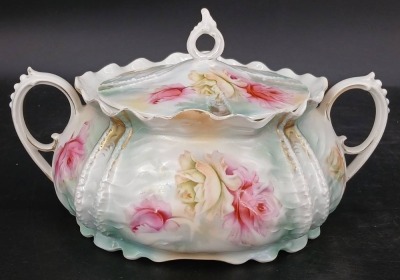 RS Prussia Porcelain Lidded Cracker Jar, red mark