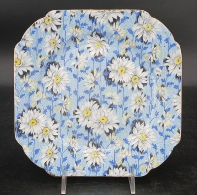 (4) Shelley Blue Daisy Chintz pcs. - 6
